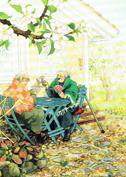 old ladies 4 - beim Kartenspielen im Garten