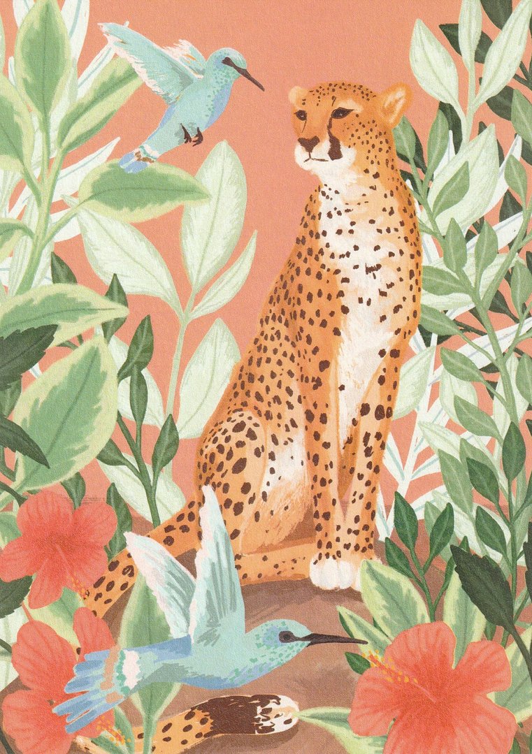 Gepard mit Kolibris
