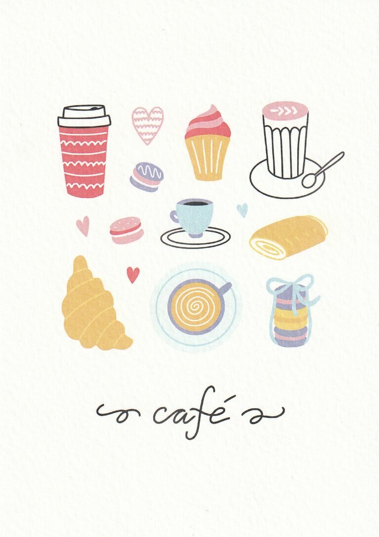 Café (Croissant und Tassen)
